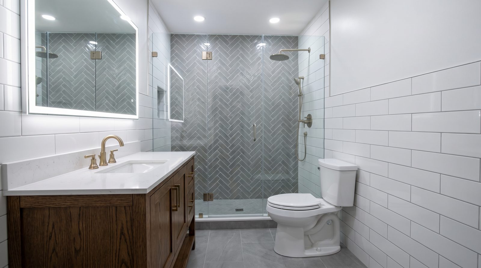 After: guest bathroom remodel with custom tile shower in Buckhead, Atlanta