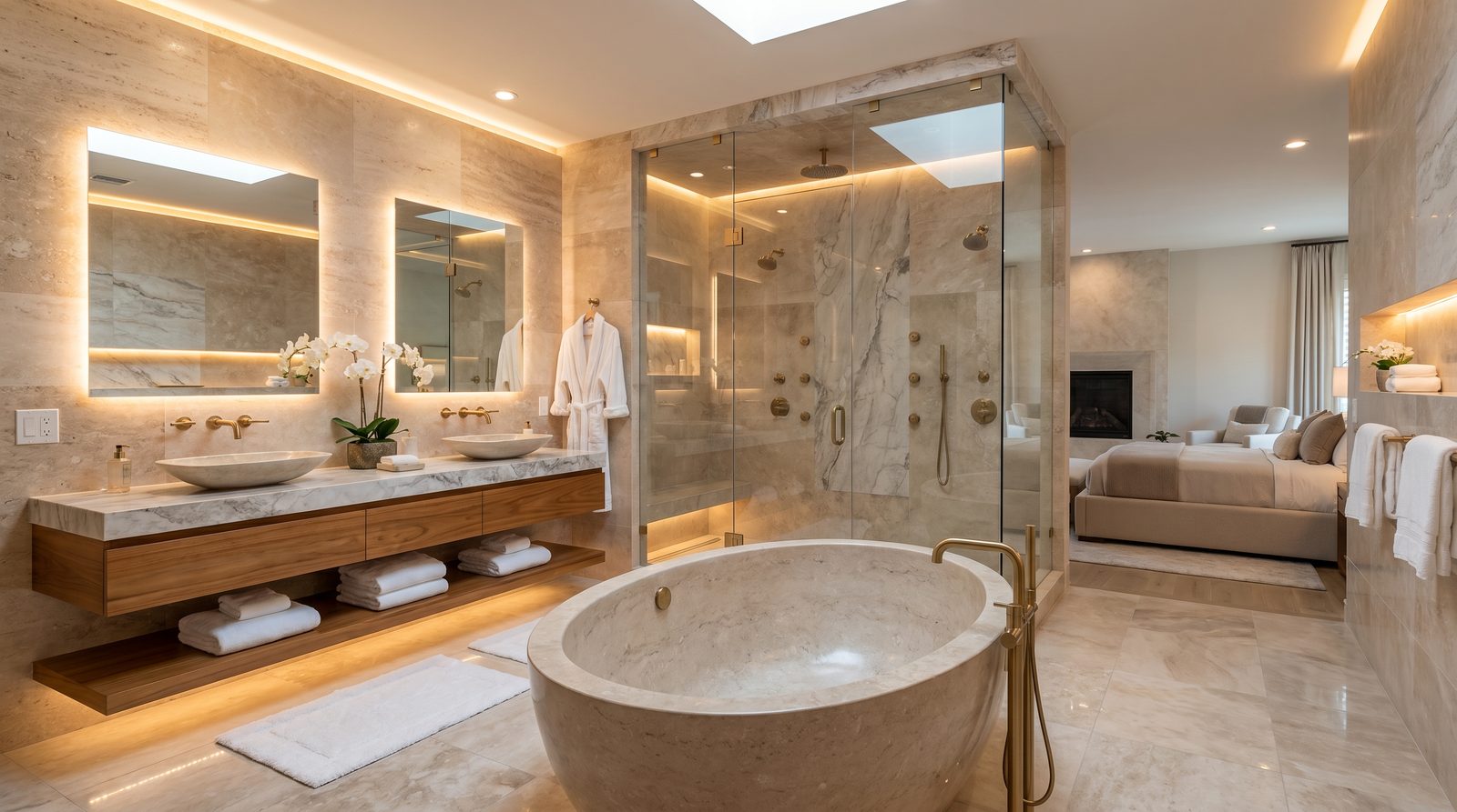 Bathroom remodeling in Atlanta — spa-style suite with freestanding tub by Nuntius Solutions